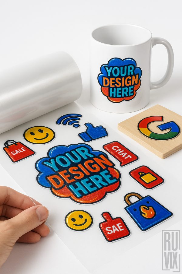 Stickere Personalizate, Sticker UV Transfer Personalizat – Sticlă, Metal, Plastic, Lemn, ruvix.ro
