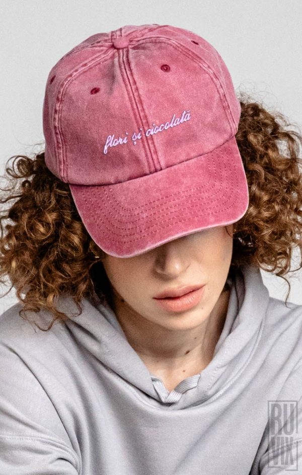 Șapcă brodată Flori și ciocolată – șapcă brodată vintage unisex, 3, ruvix.ro