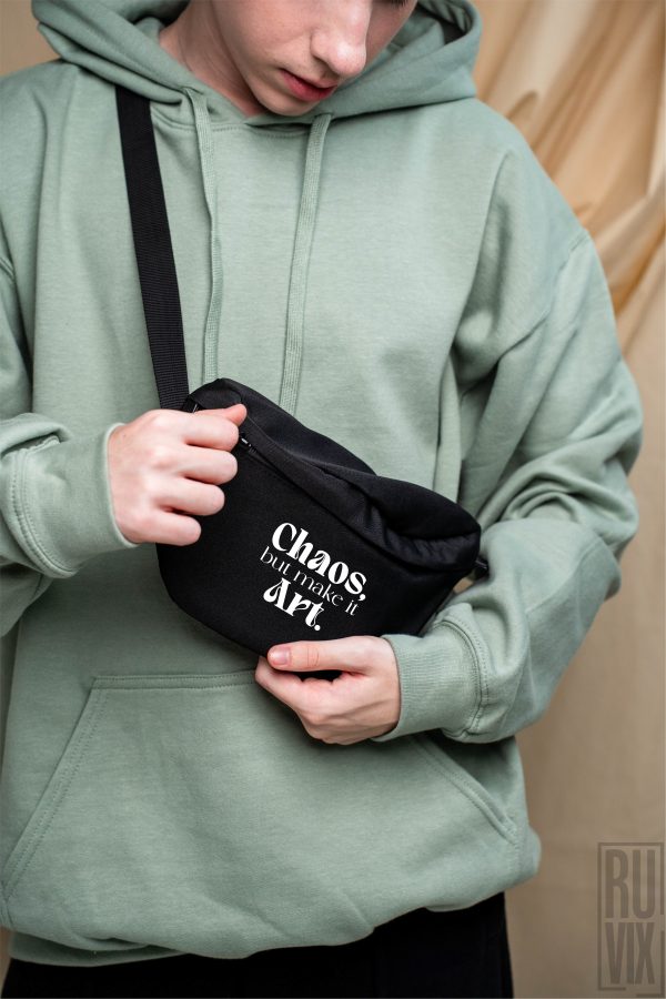 Borsetă „Chaos, but make it art” – statement urban unisex, 1, ruvix.ro