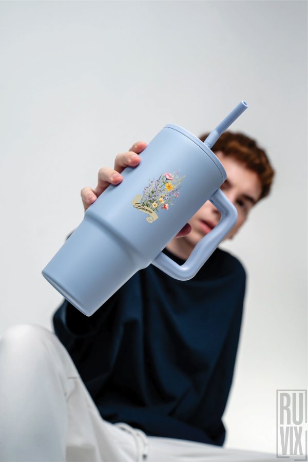 Căni și Termosuri, Flori de câmp - Cana termo premium, din inox reciclat 900ml – tumbler eco, ruvix.ro