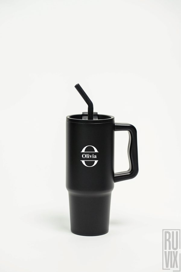 Căni și Termosuri, Nume cu inițiala - Cana termo premium, din inox reciclat 900ml – tumbler eco, ruvix.ro