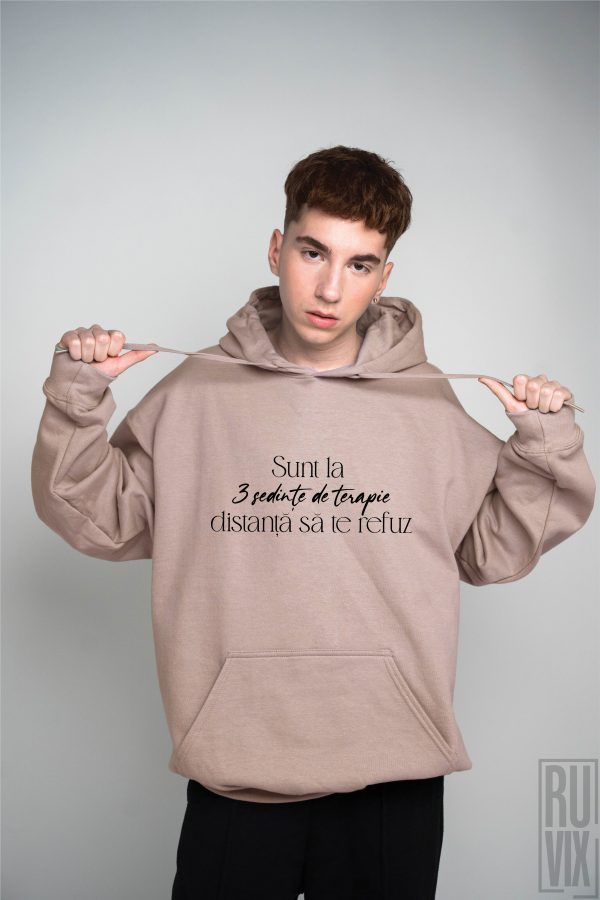 Hanorace, Hanorac cu mesaj amuzant – „Trei ședințe de terapie”, ruvix.ro