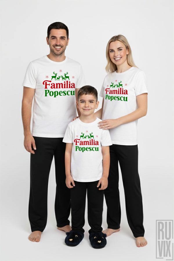 Cadouri de Crăciun, SET PIJAMALE Familie de reni, ruvix.ro