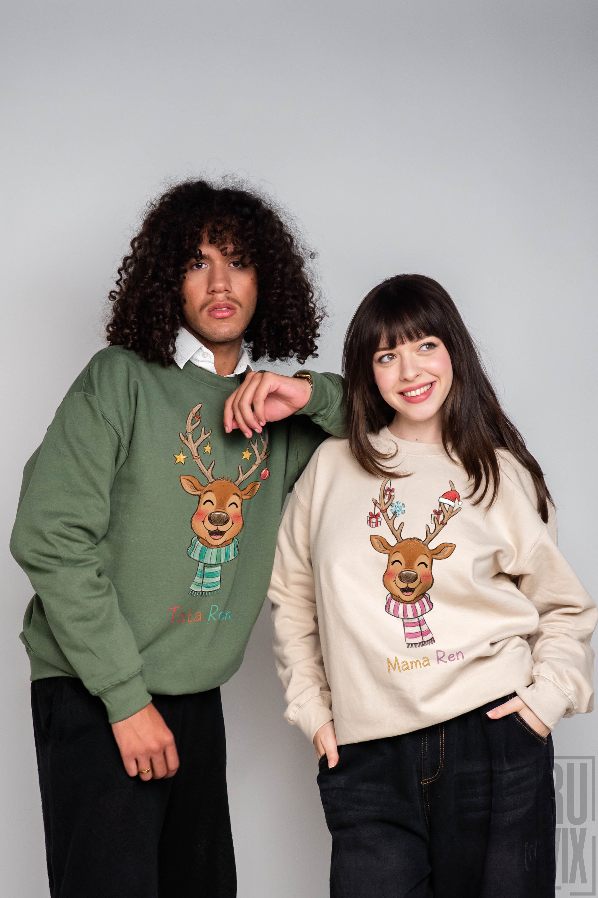 Cadouri de Crăciun, Set Bluze Tata Ren și Mama Ren, ruvix.ro