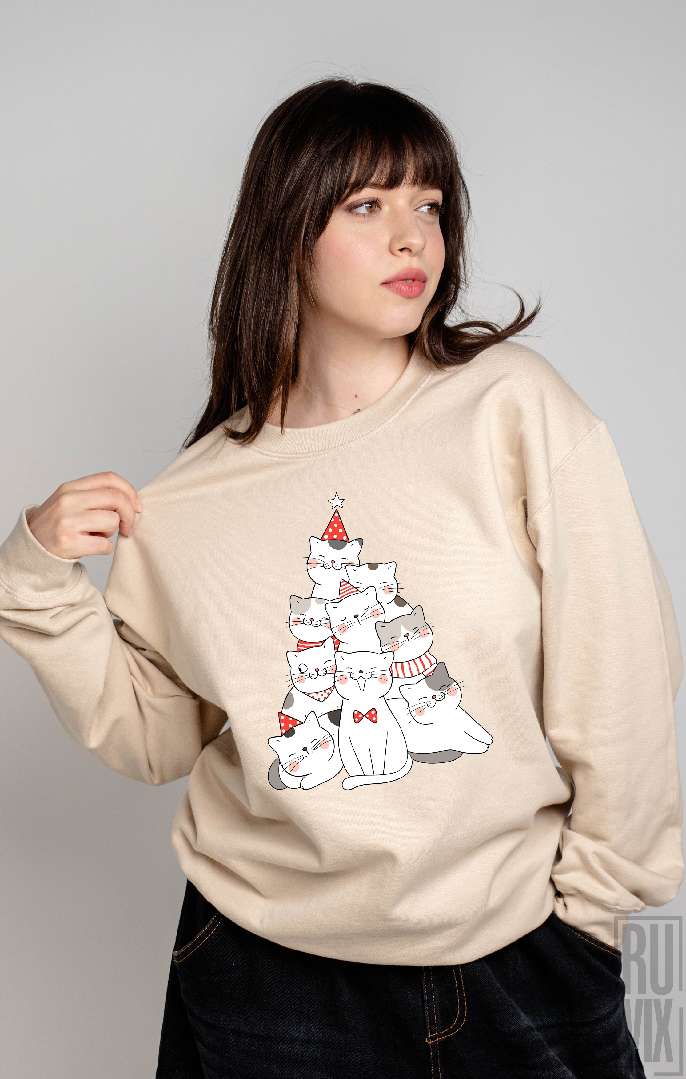 Cadouri de Crăciun, Bluză Brad de Pisici, ruvix.ro