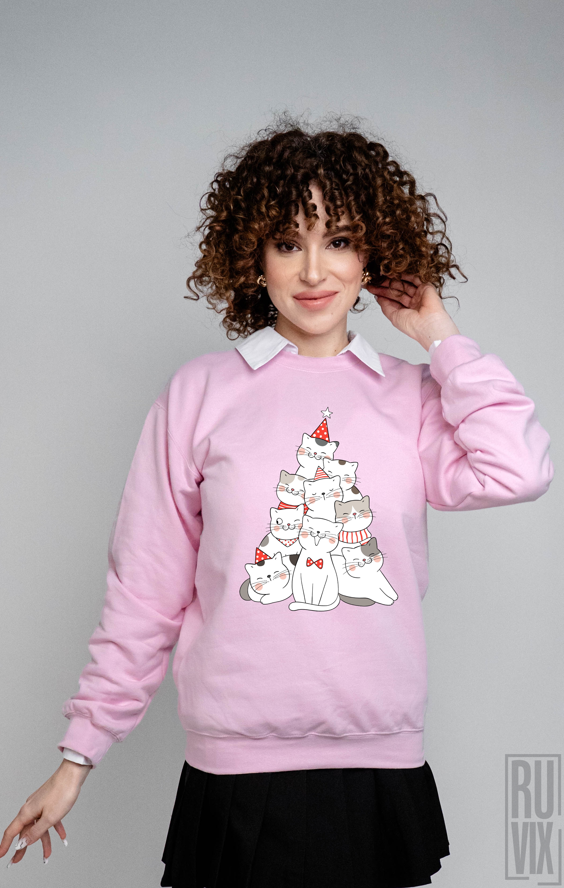 Cadouri de Crăciun, Bluză Brad de Pisici, ruvix.ro