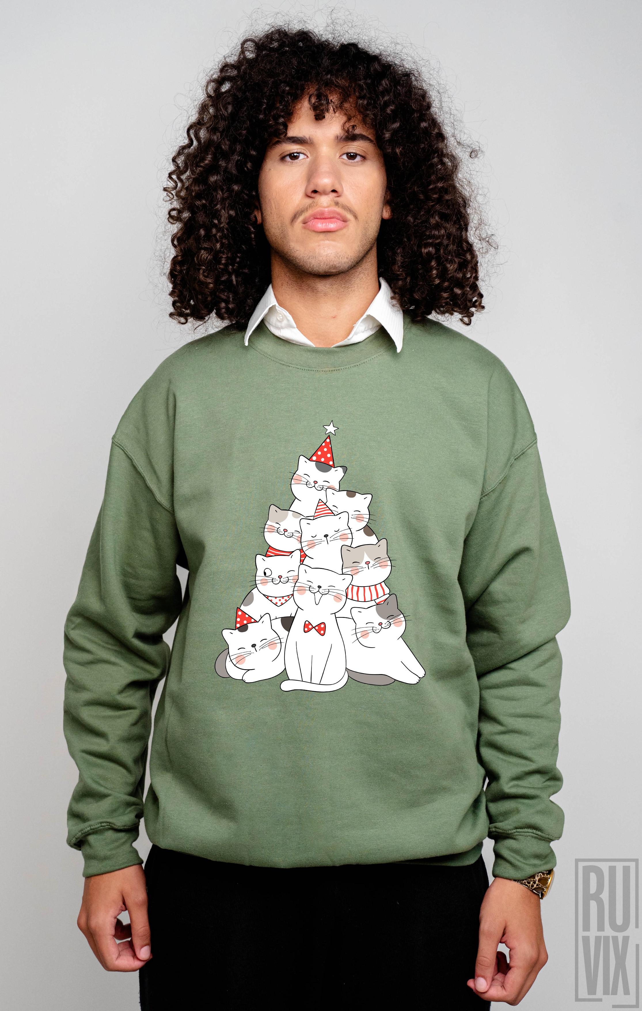 Cadouri de Crăciun, Bluză Brad de Pisici, ruvix.ro