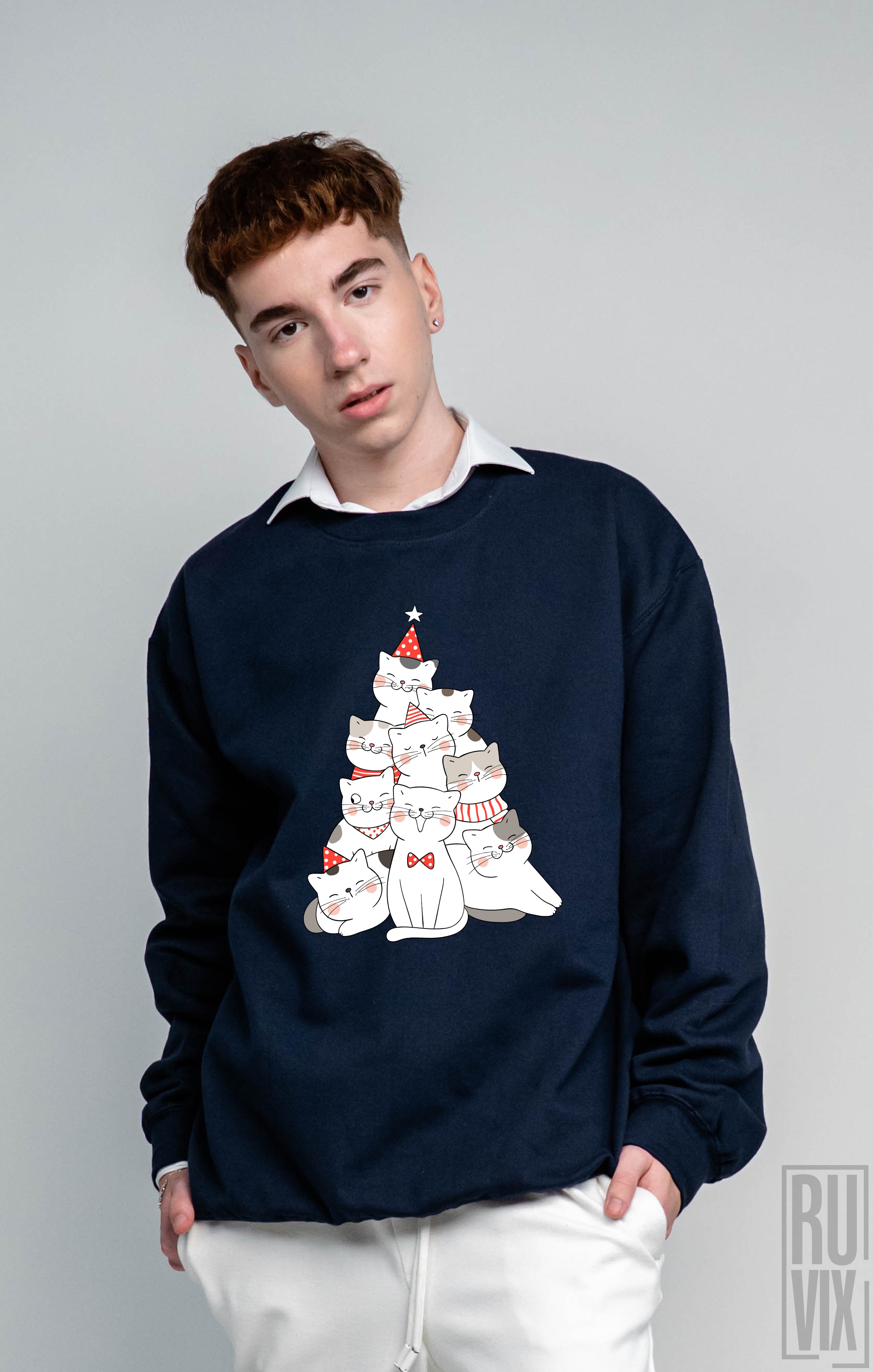 Cadouri de Crăciun, Bluză Brad de Pisici, ruvix.ro