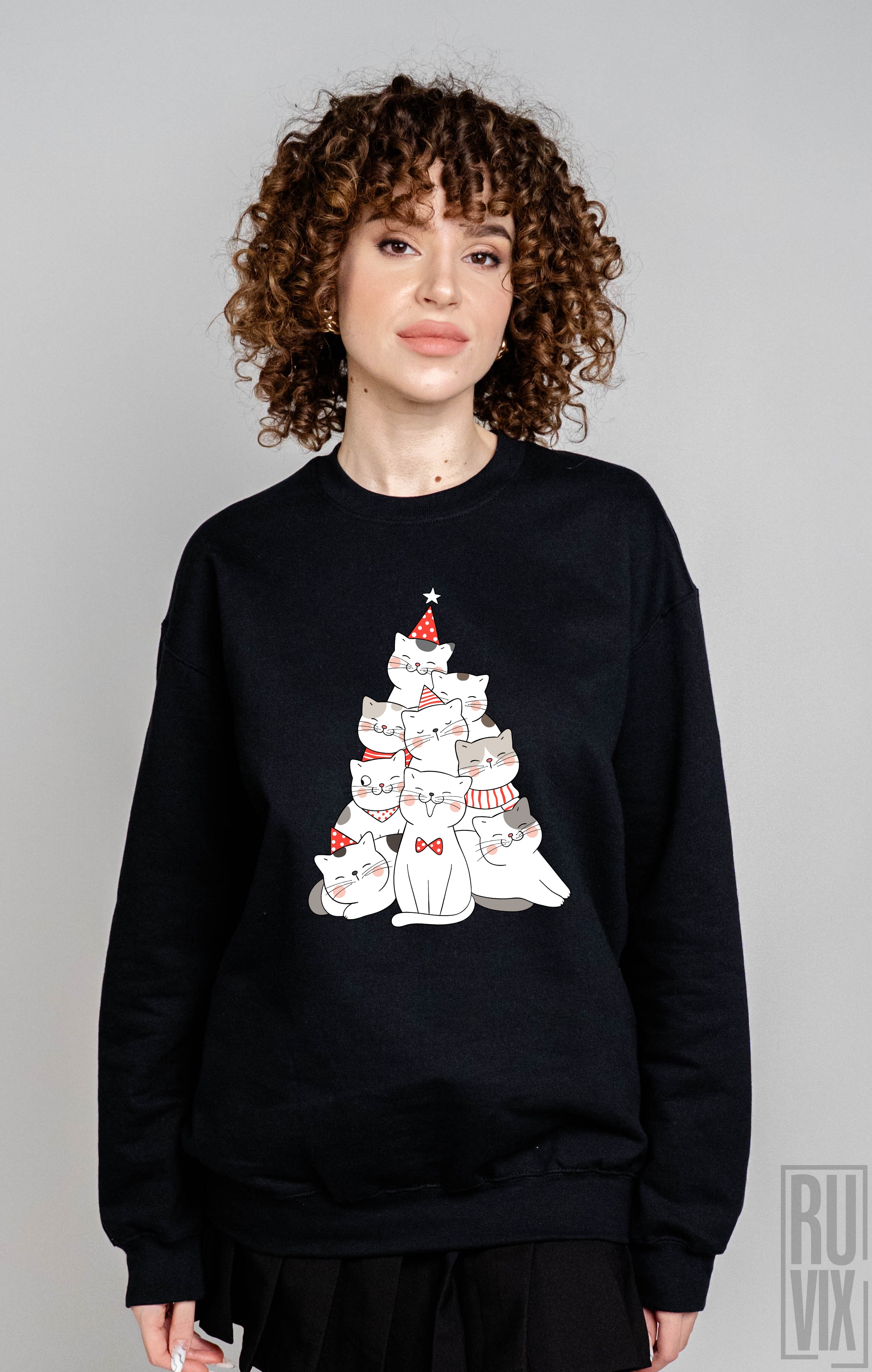 Cadouri de Crăciun, Bluză Brad de Pisici, ruvix.ro