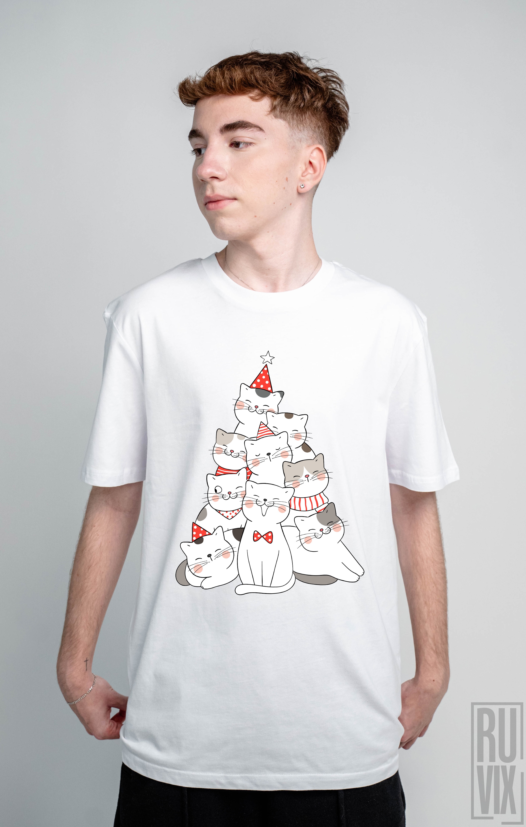 Cadouri de Crăciun, Tricou Brad de Pisici, ruvix.ro