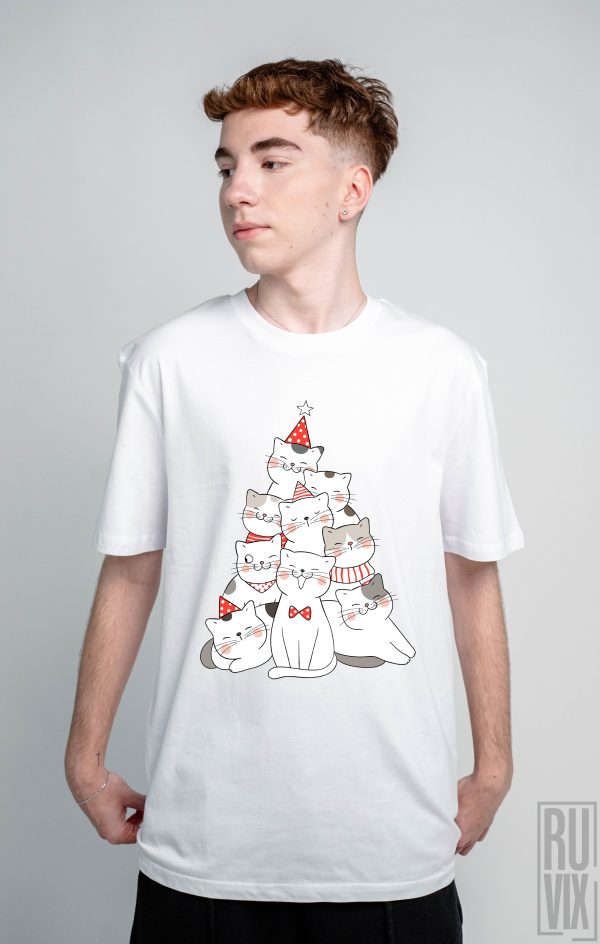 Cadouri de Crăciun, Tricou Brad de Pisici, ruvix.ro