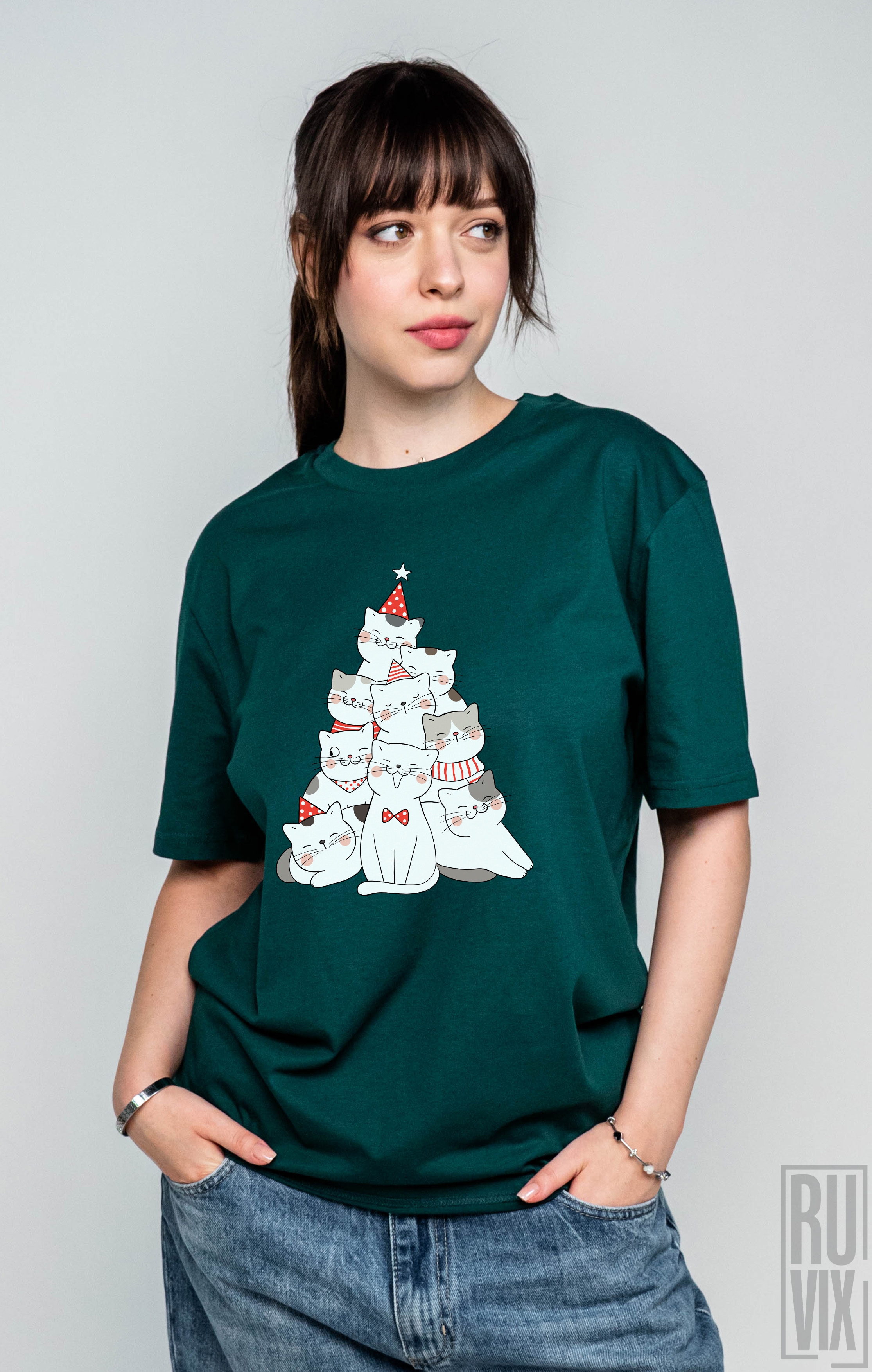 Cadouri de Crăciun, Tricou Brad de Pisici, ruvix.ro