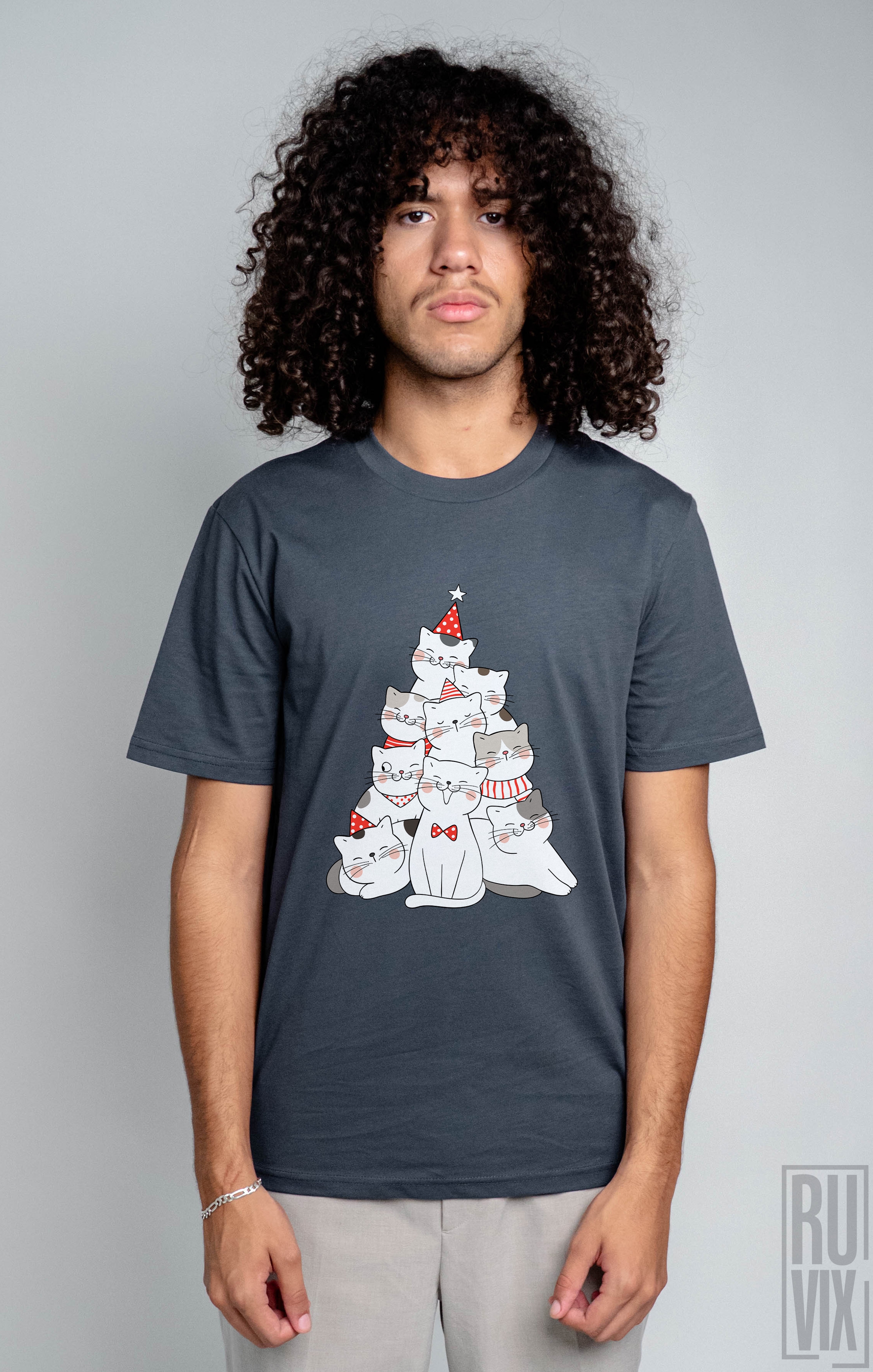 Cadouri de Crăciun, Tricou Brad de Pisici, ruvix.ro