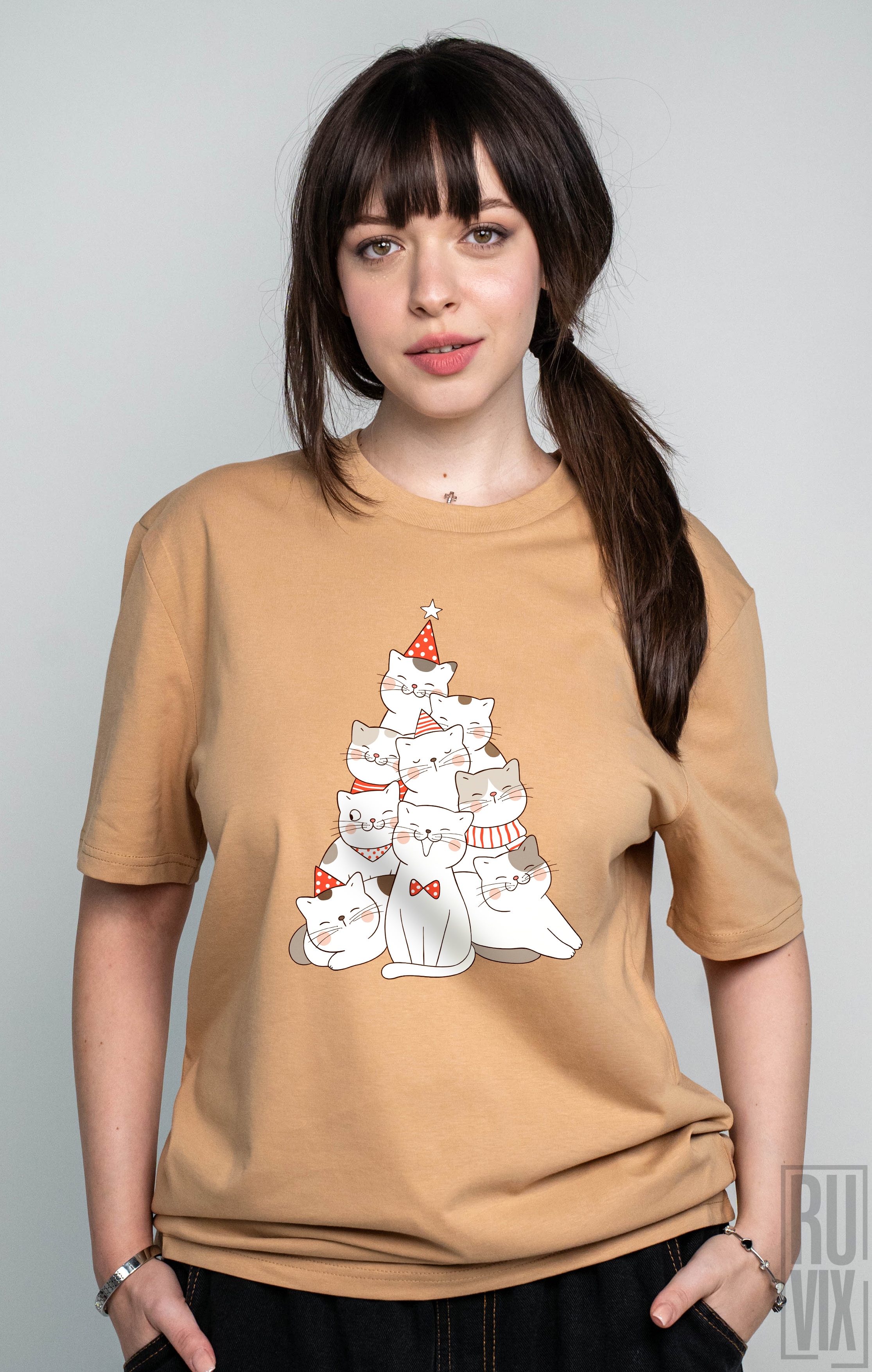 Cadouri de Crăciun, Tricou Brad de Pisici, ruvix.ro