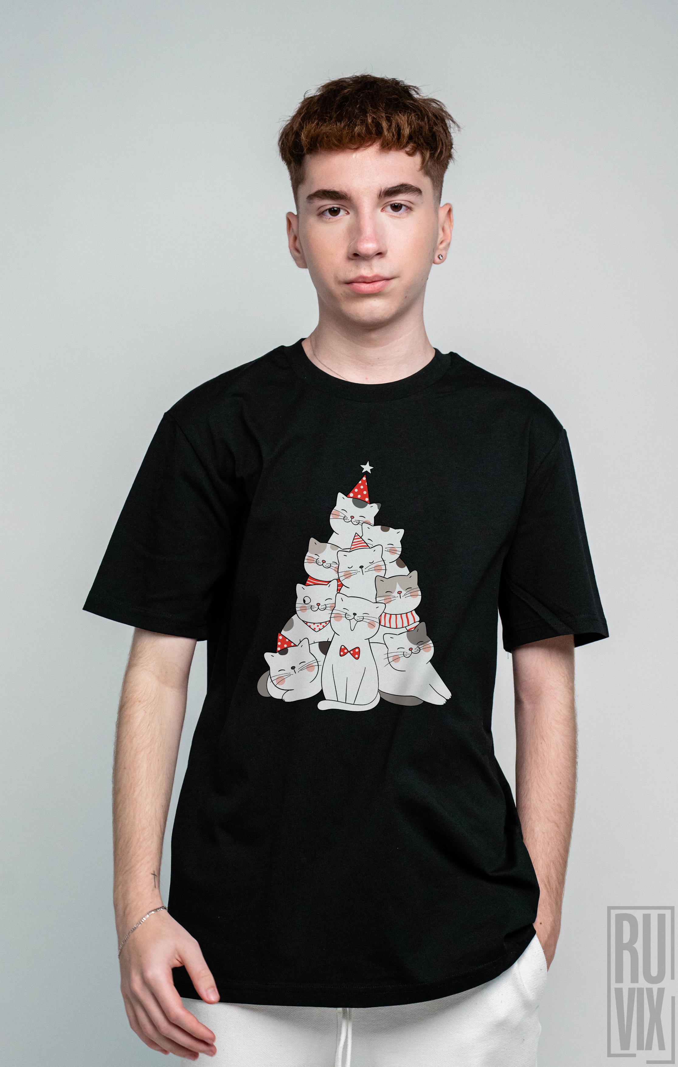 Cadouri de Crăciun, Tricou Brad de Pisici, ruvix.ro