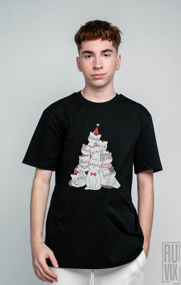 Cadouri de Crăciun, Tricou Brad de Pisici, ruvix.ro