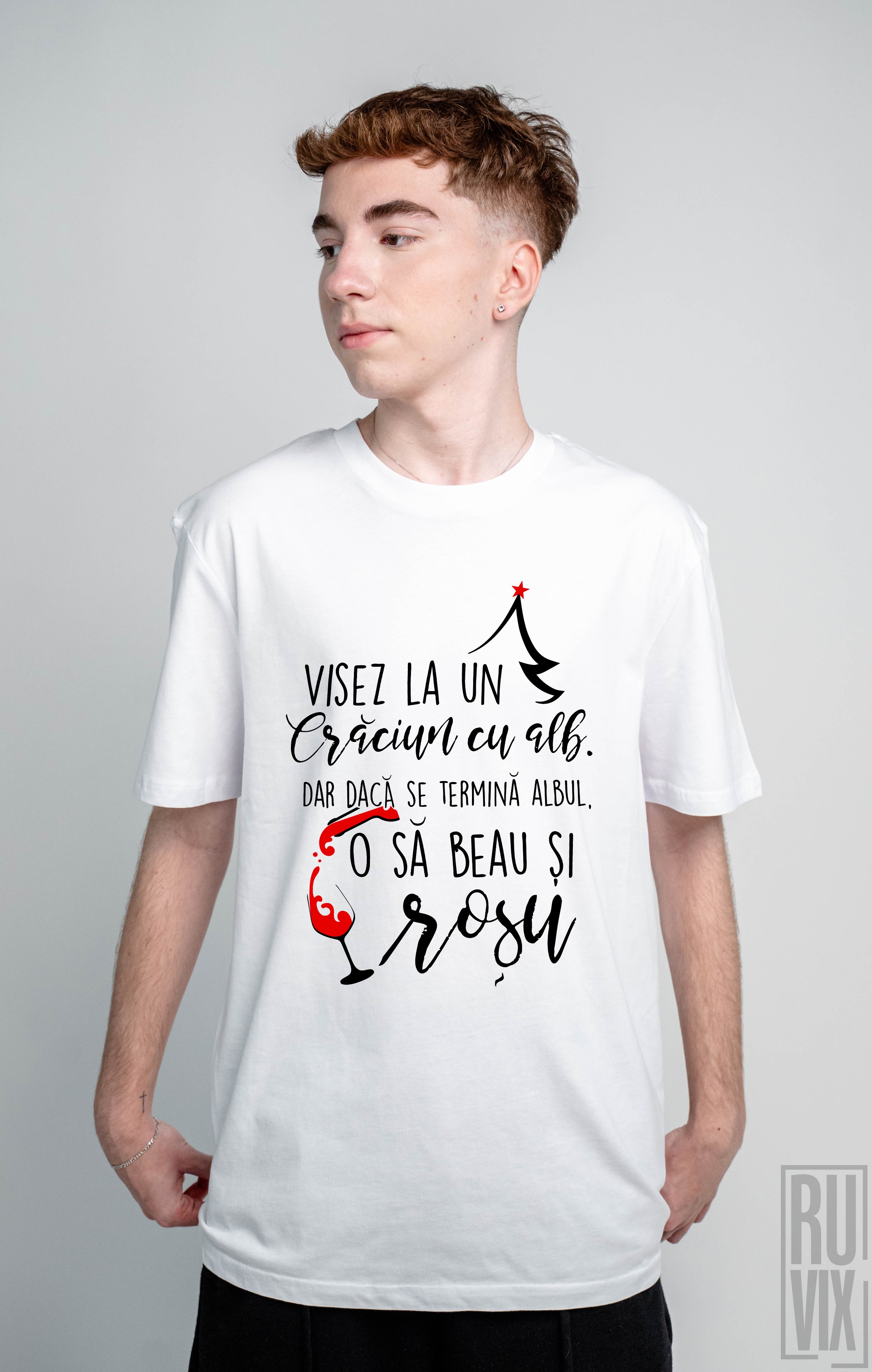 Cadouri de Crăciun, Tricou Crăciun cu Alb, ruvix.ro