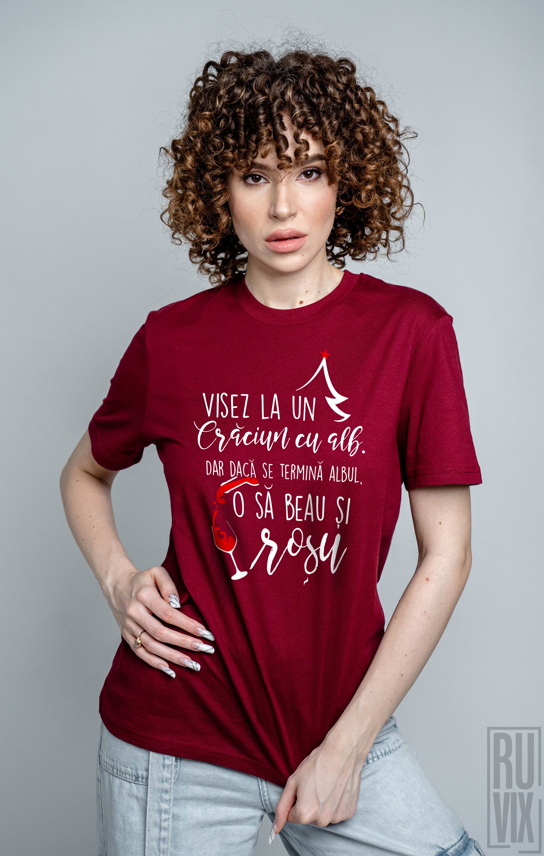 Cadouri de Crăciun, Tricou Crăciun cu Alb, ruvix.ro