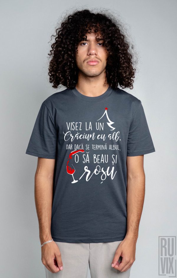 Cadouri de Crăciun, Tricou Visez la un Crăciun cu Alb, ruvix.ro