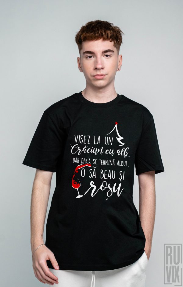 Cadouri de Crăciun, Tricou Visez la un Crăciun cu Alb, ruvix.ro