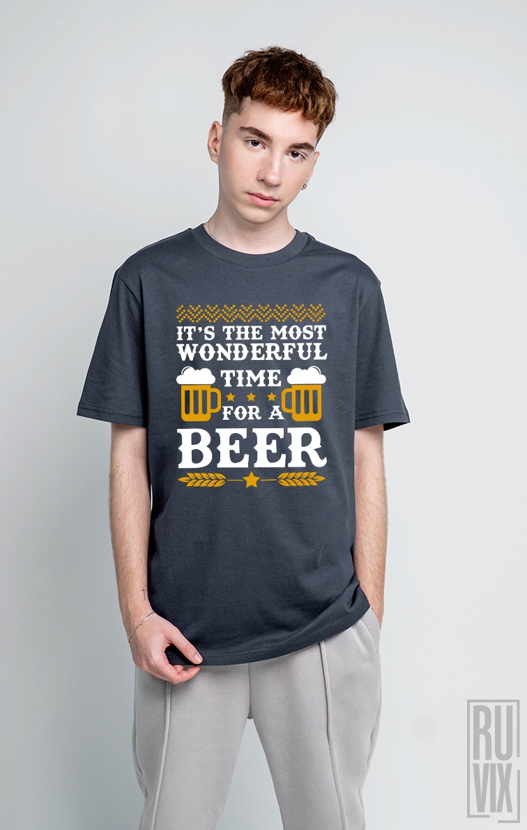 Cadouri de Crăciun, Tricou Wonderful Time for a Beer, ruvix.ro
