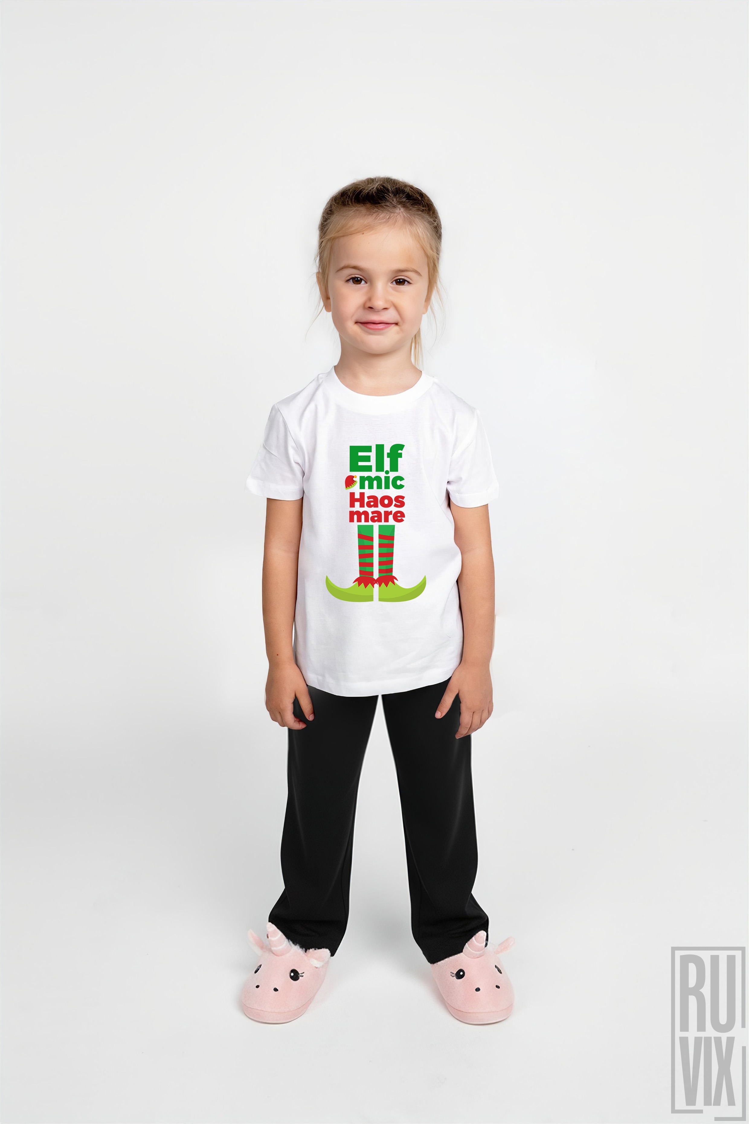 Pijamale de Crăciun, Pijama Copii - Elf Mic, Haos Mare, ruvix.ro