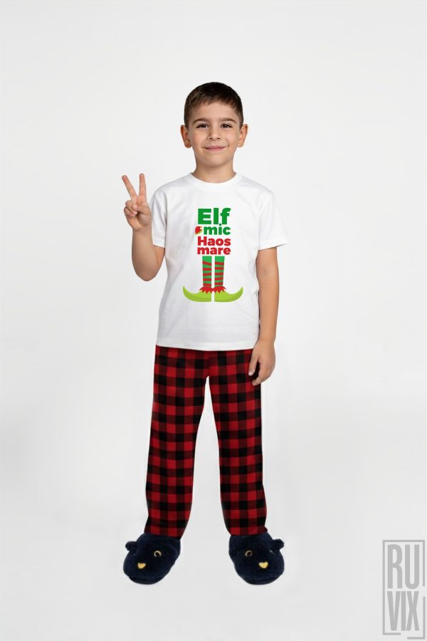Cadouri de Crăciun, Pijama Copii - Elf Mic, Haos Mare, ruvix.ro