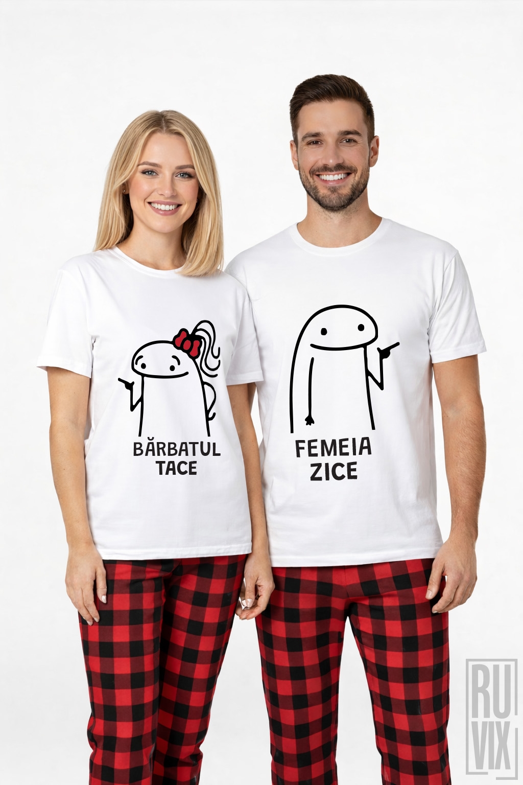 Pijamale de Cuplu, SET Pijamale Cuplu - Femeia și Bărbatul, ruvix.ro