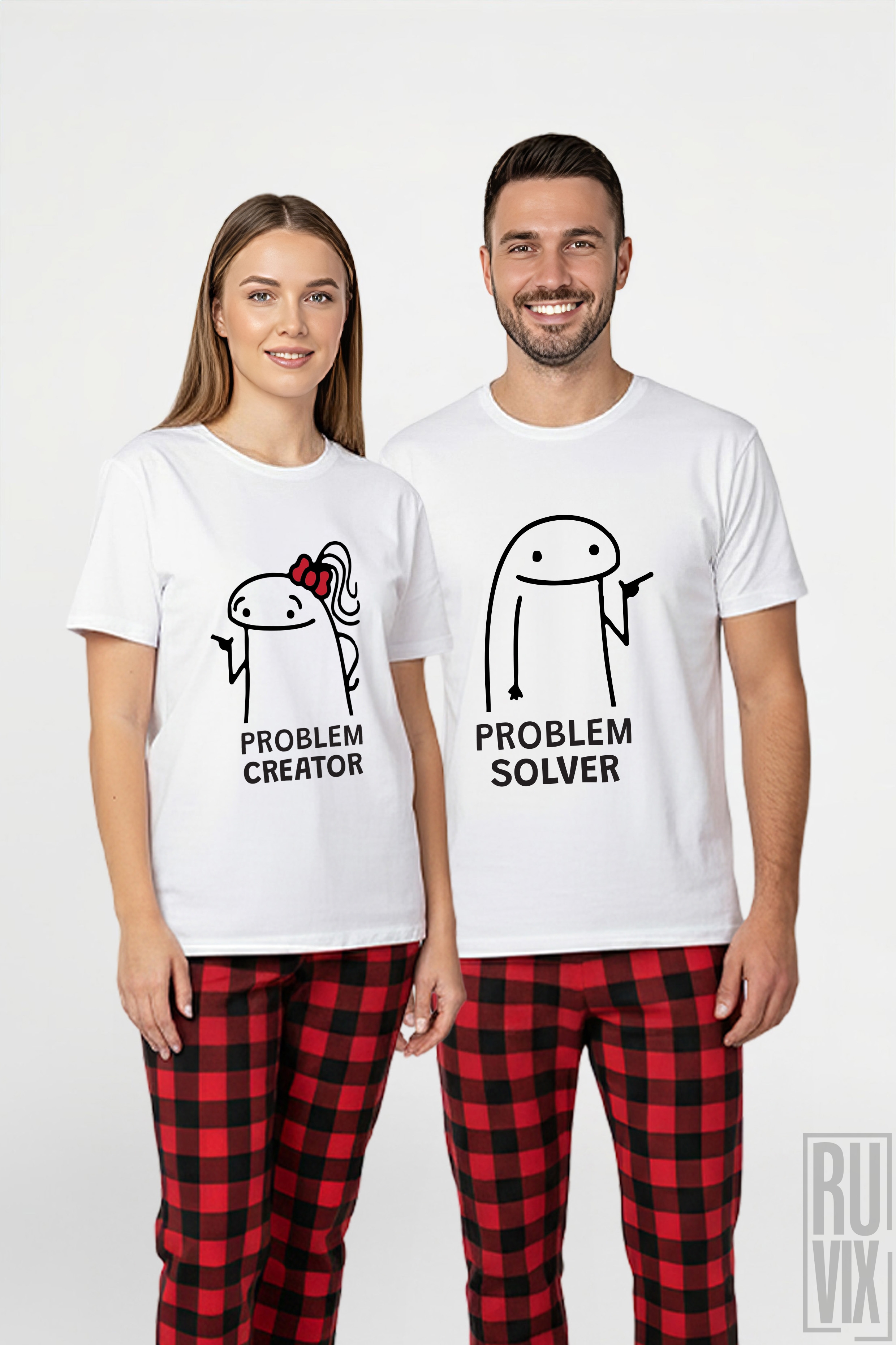 Pijamale de Cuplu, SET Pijamale Cuplu - Couple Problem, ruvix.ro