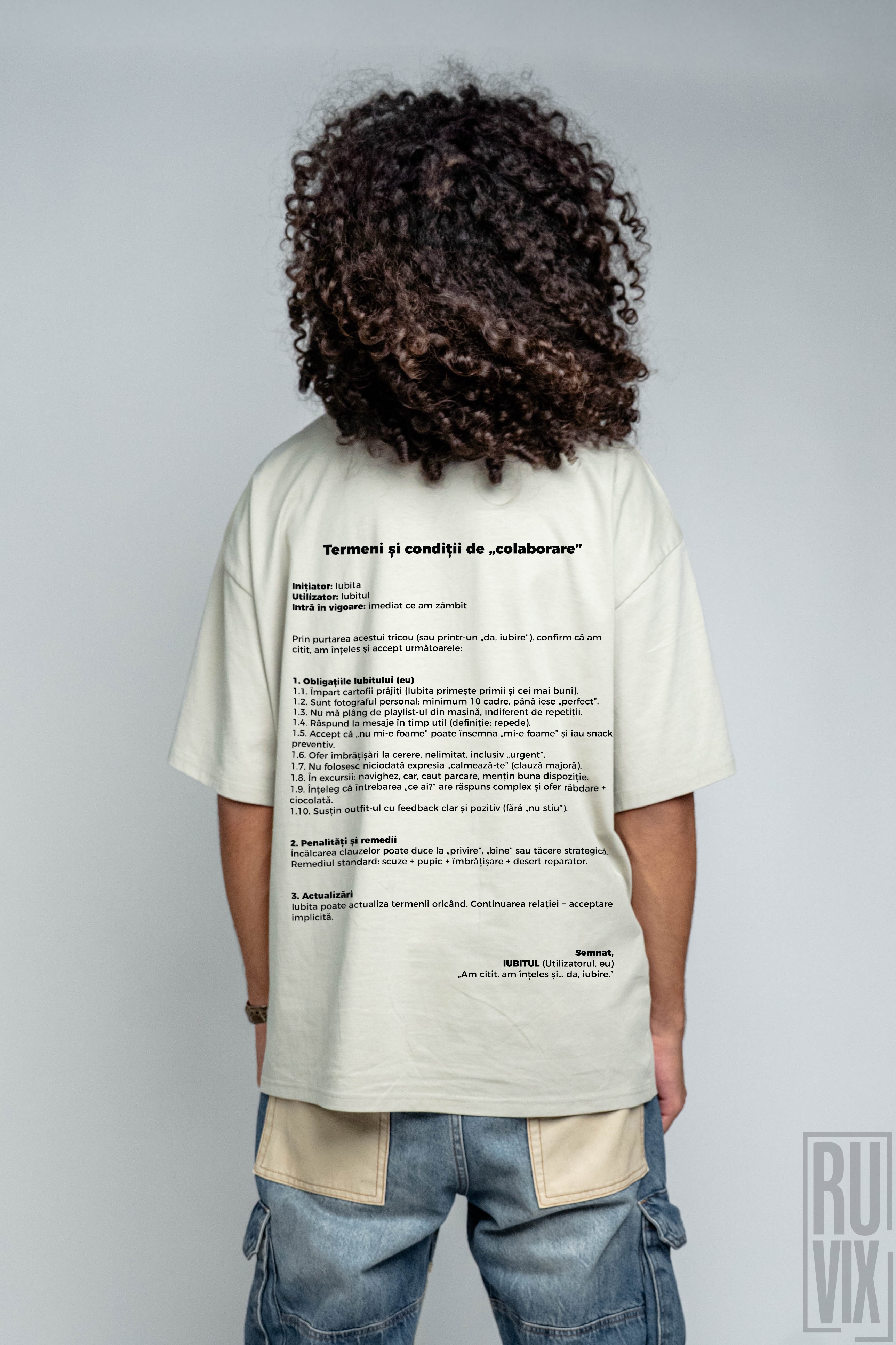 Tricouri pentru Cupluri, IUBIT Termeni și condiții - Tricou Oversized, ruvix.ro