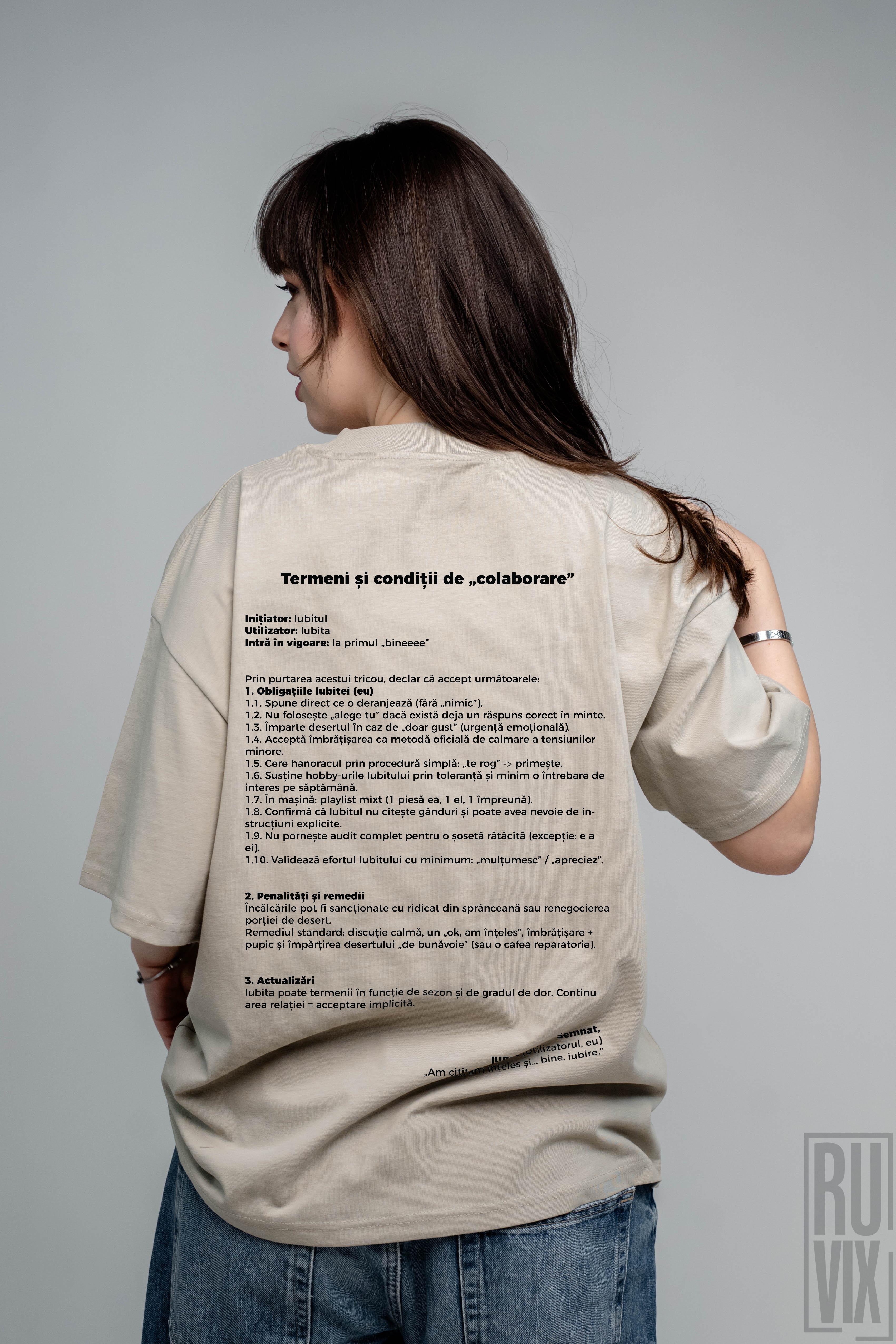 Tricouri pentru Cupluri, IUBITĂ Termeni și condiții - Tricou Oversized, ruvix.ro