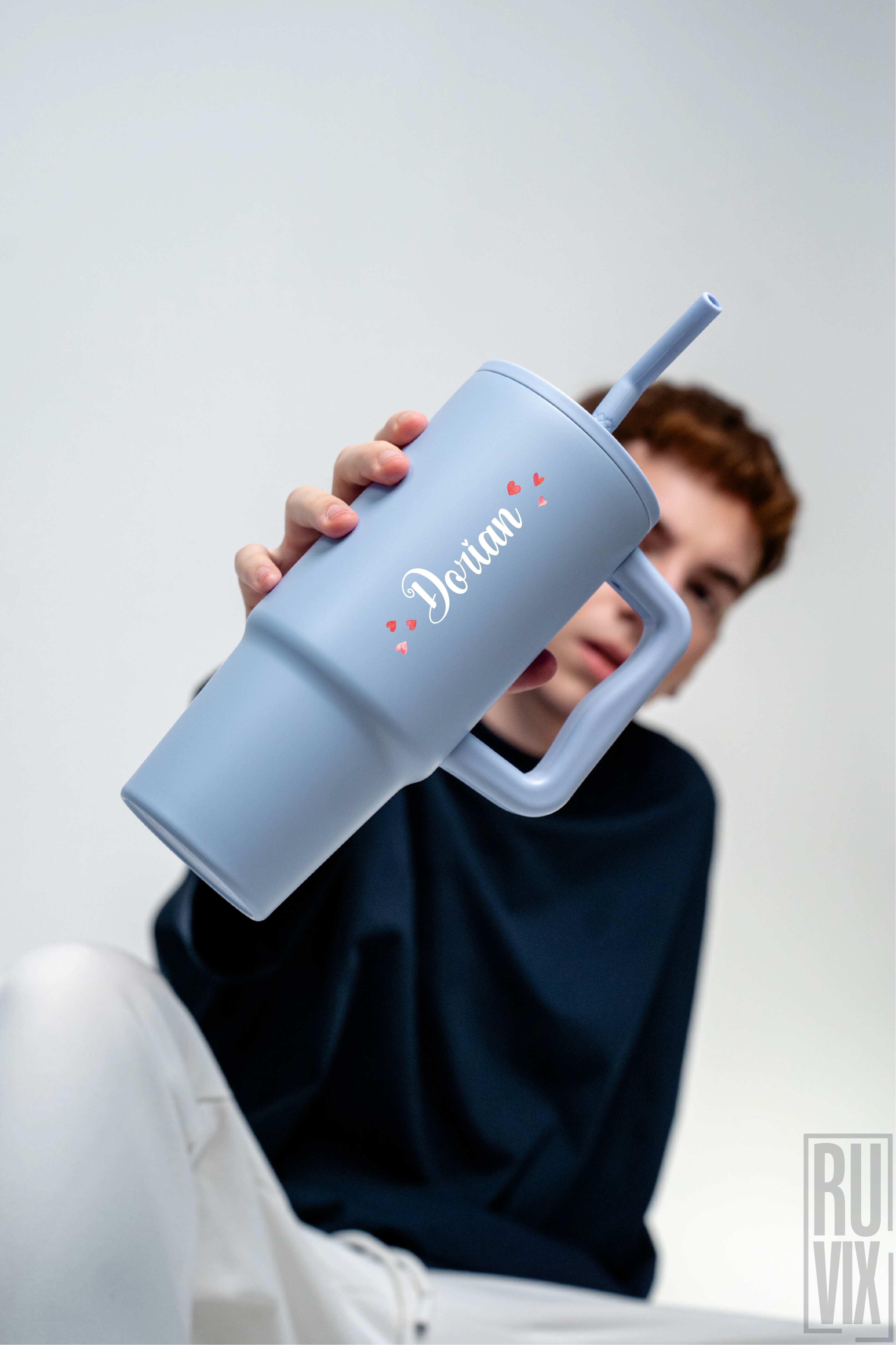 Căni de cuplu, Lovely Name - Cana termo premium, din inox reciclat 900ml – tumbler eco, ruvix.ro