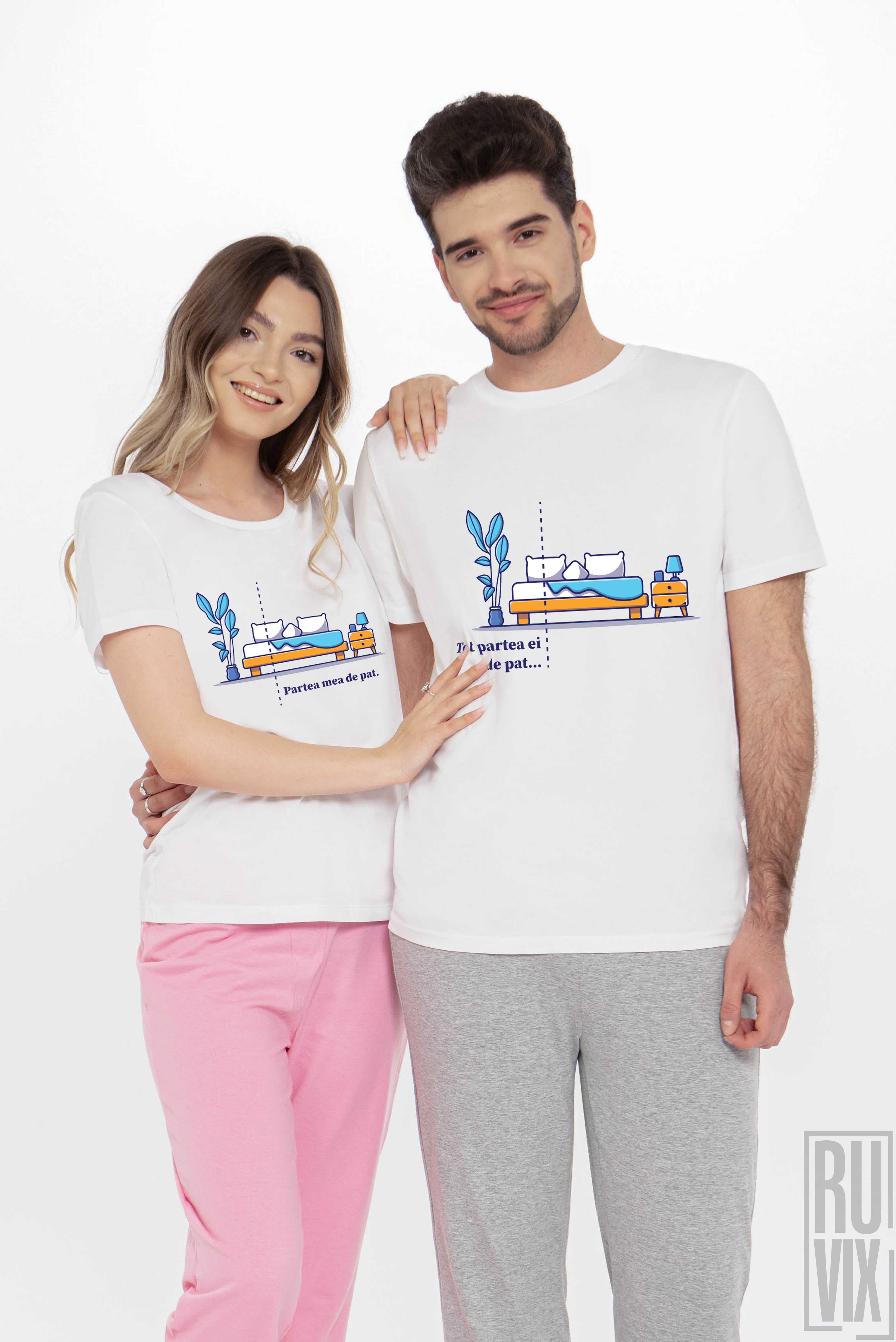Reduceri, Set Pijamale Cuplu - Partea mea de pat, ruvix.ro