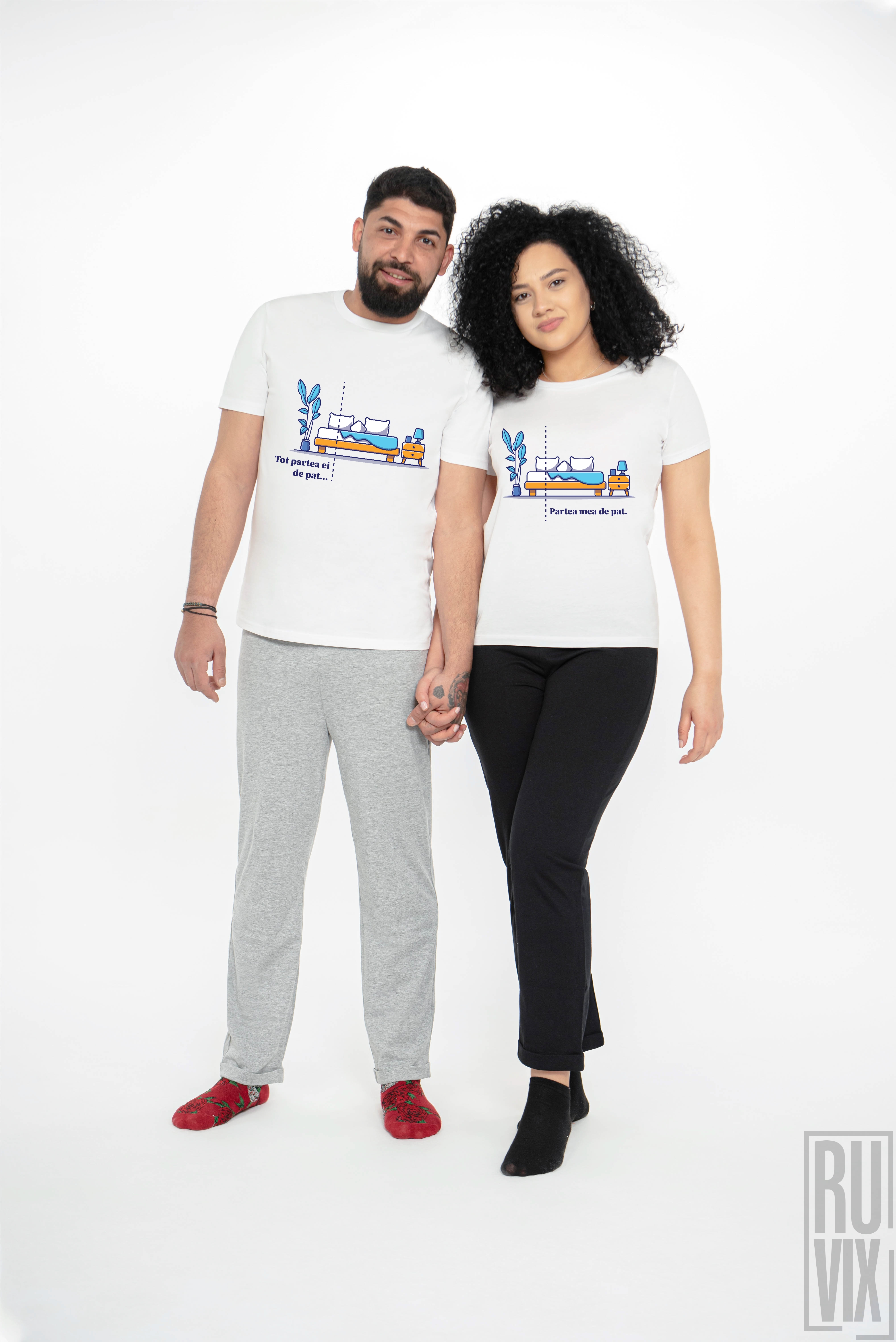 Reduceri, Set Pijamale Cuplu - Partea mea de pat, ruvix.ro