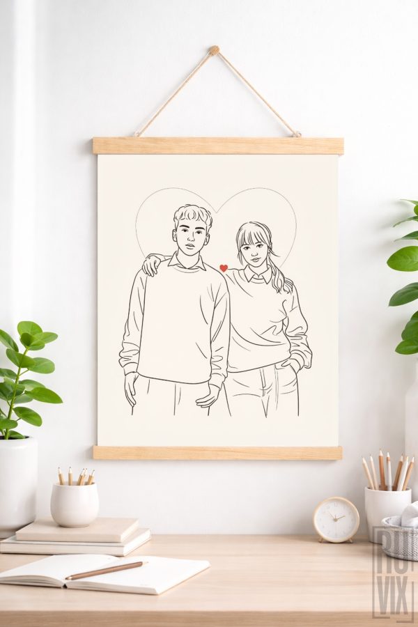 Reduceri, Tablou personalizat line art – upload foto + editare automată, ruvix.ro