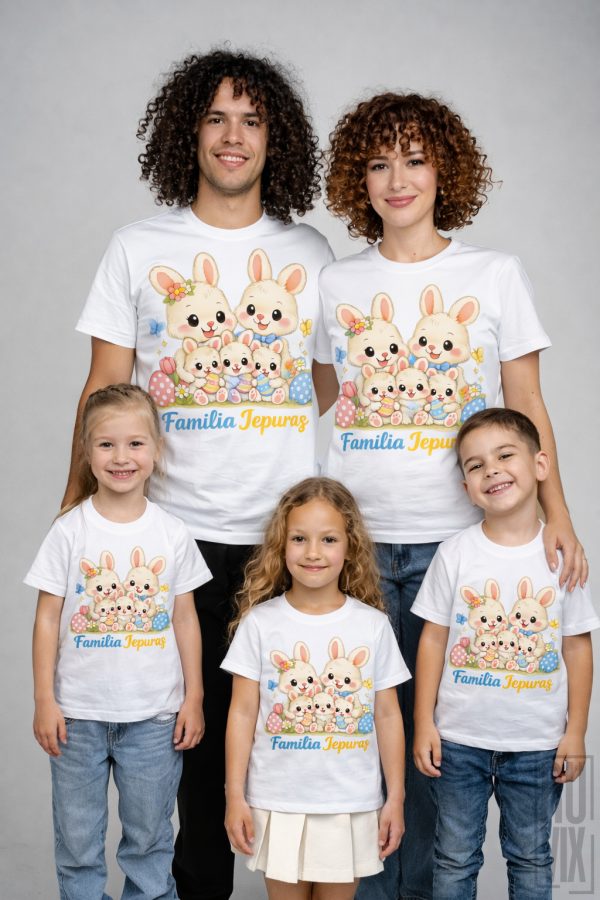 Familie, SET Tricouri Familia Iepuraș - 3 copii, ruvix.ro