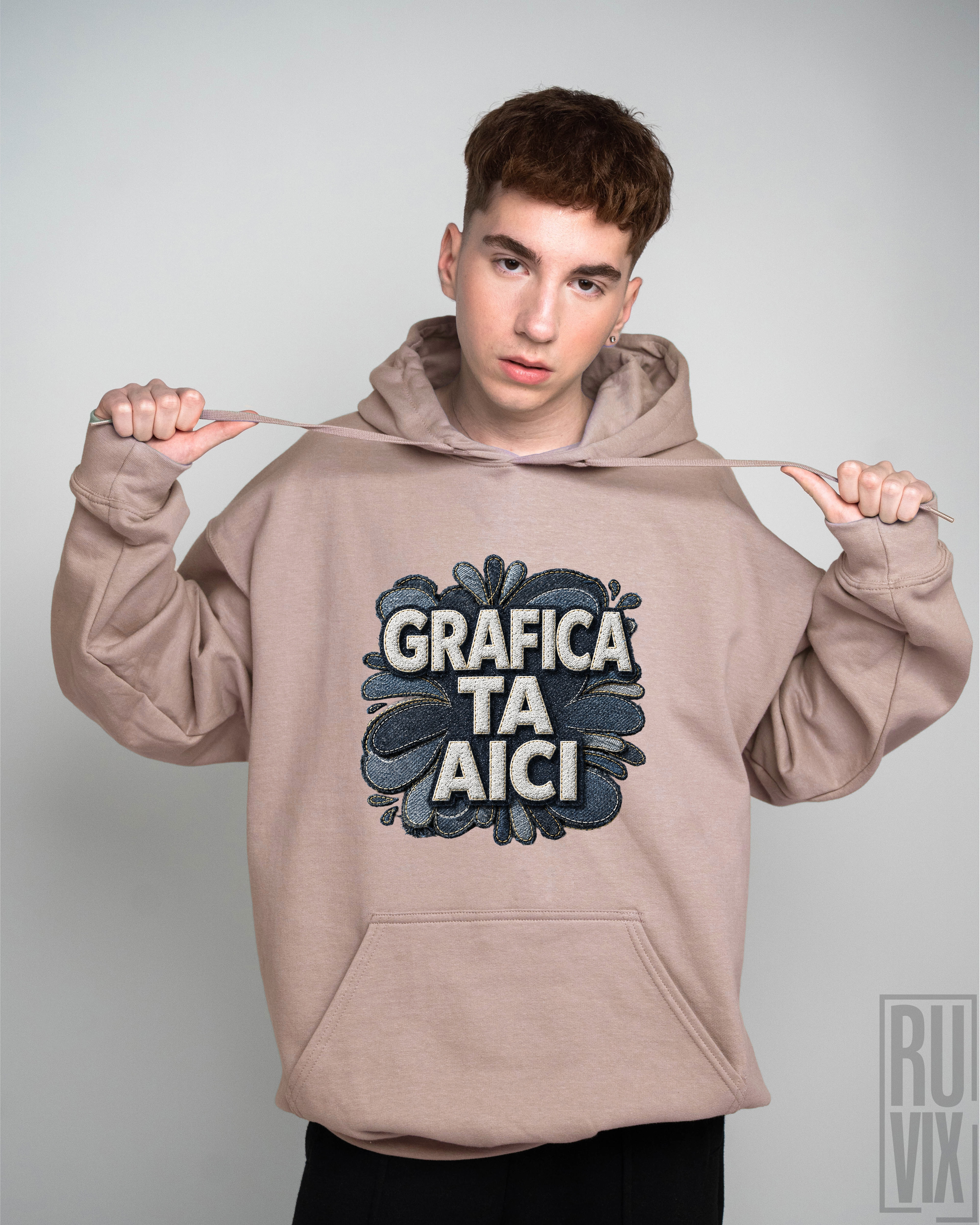 Cadouri personalizate grafică DENIM, Hanorac personalizat cu grafică DENIM, ruvix.ro