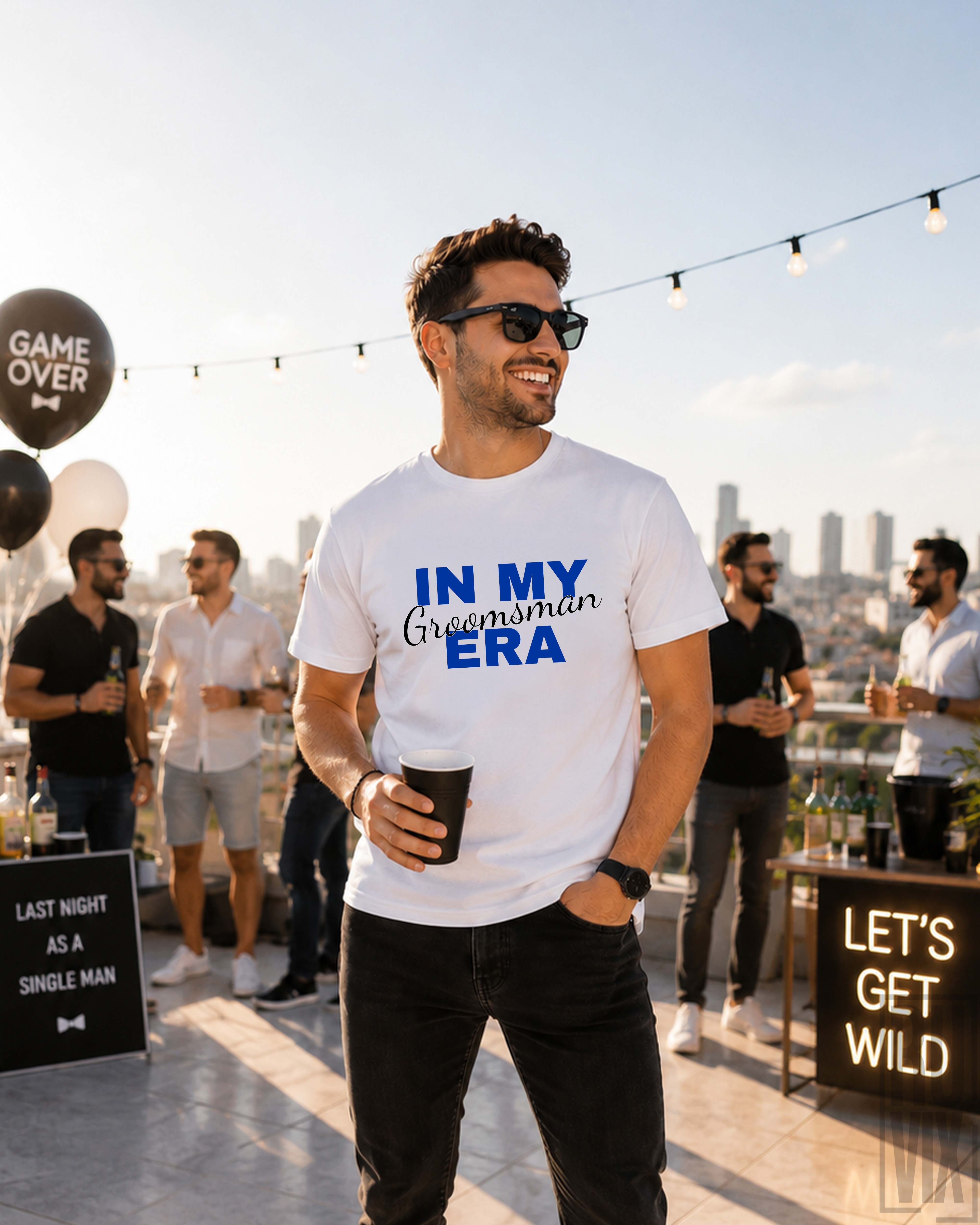 Tricouri bărbați imprimate, Tricou "In My Groomsman Era" – Petrecerea Burlacilor , ruvix.ro