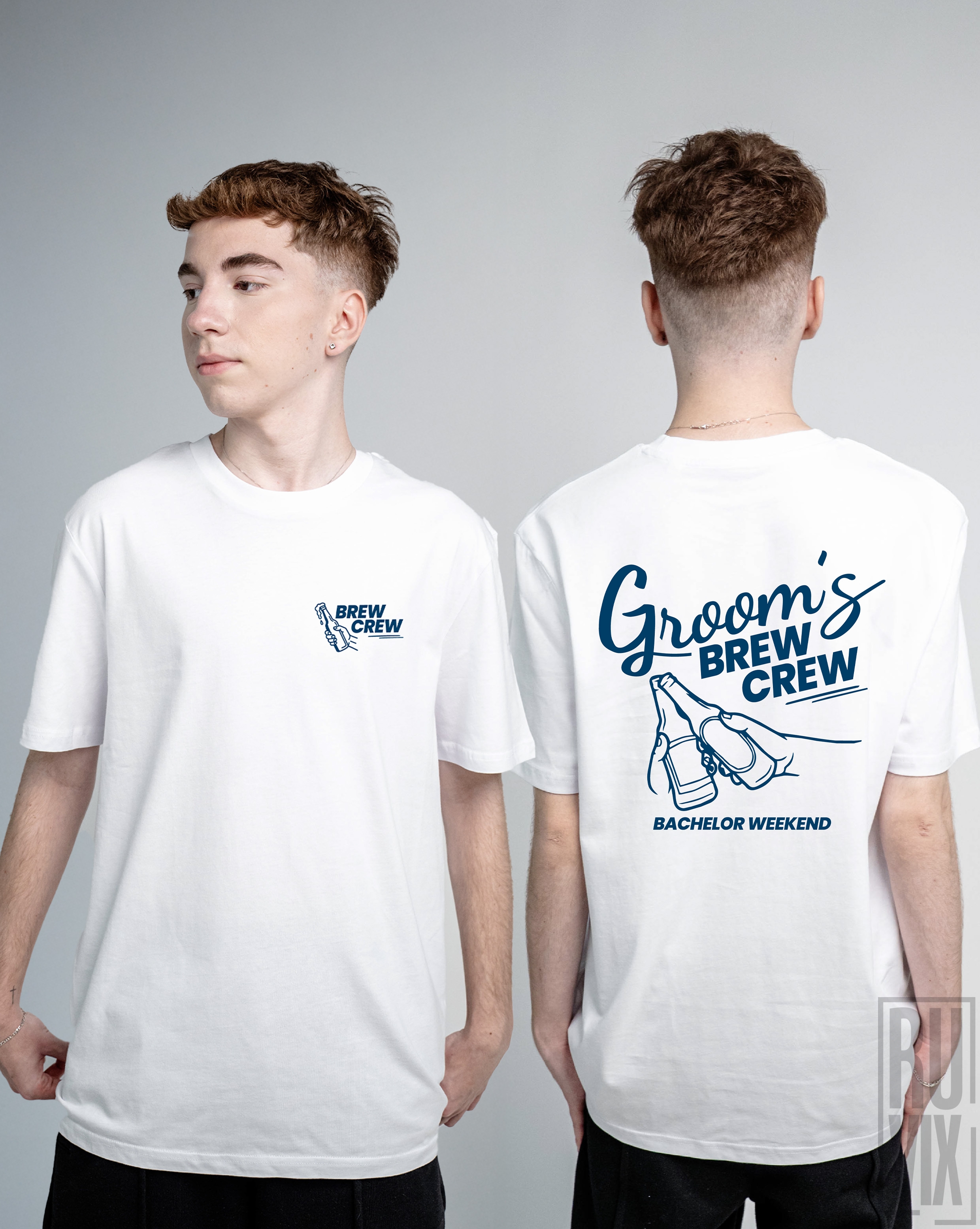Tricouri bărbați imprimate, Tricou "Groom's Brew Crew" – Burlaci , ruvix.ro