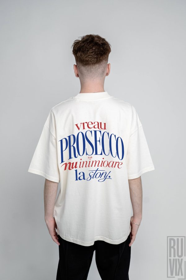 Tricouri Femei, Tricou Vreau Prosecco | Oversized Unisex din Bumbac Organic, ruvix.ro