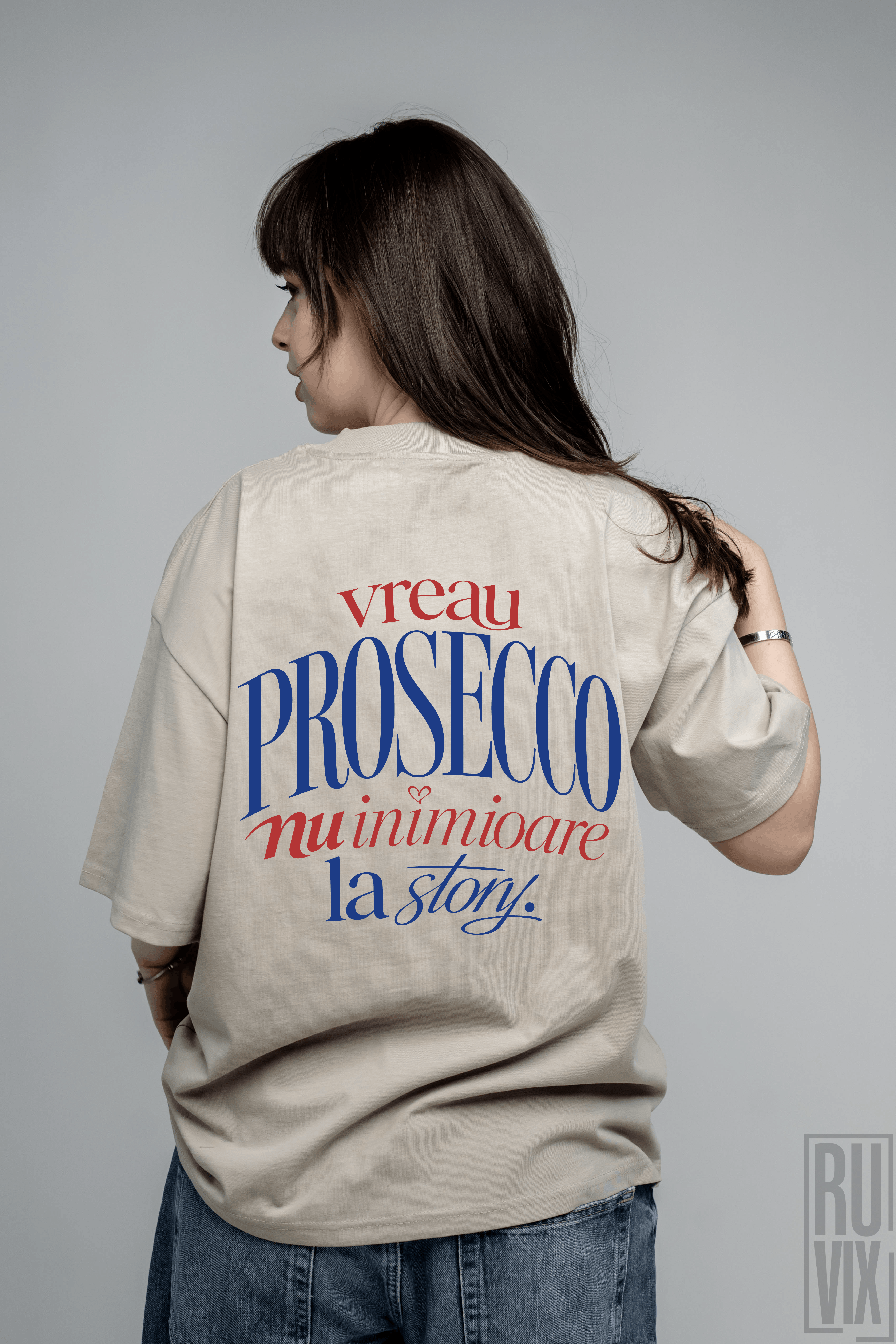 Tricou Vreau Prosecco | Oversized Unisex din Bumbac Organic, 3, ruvix.ro