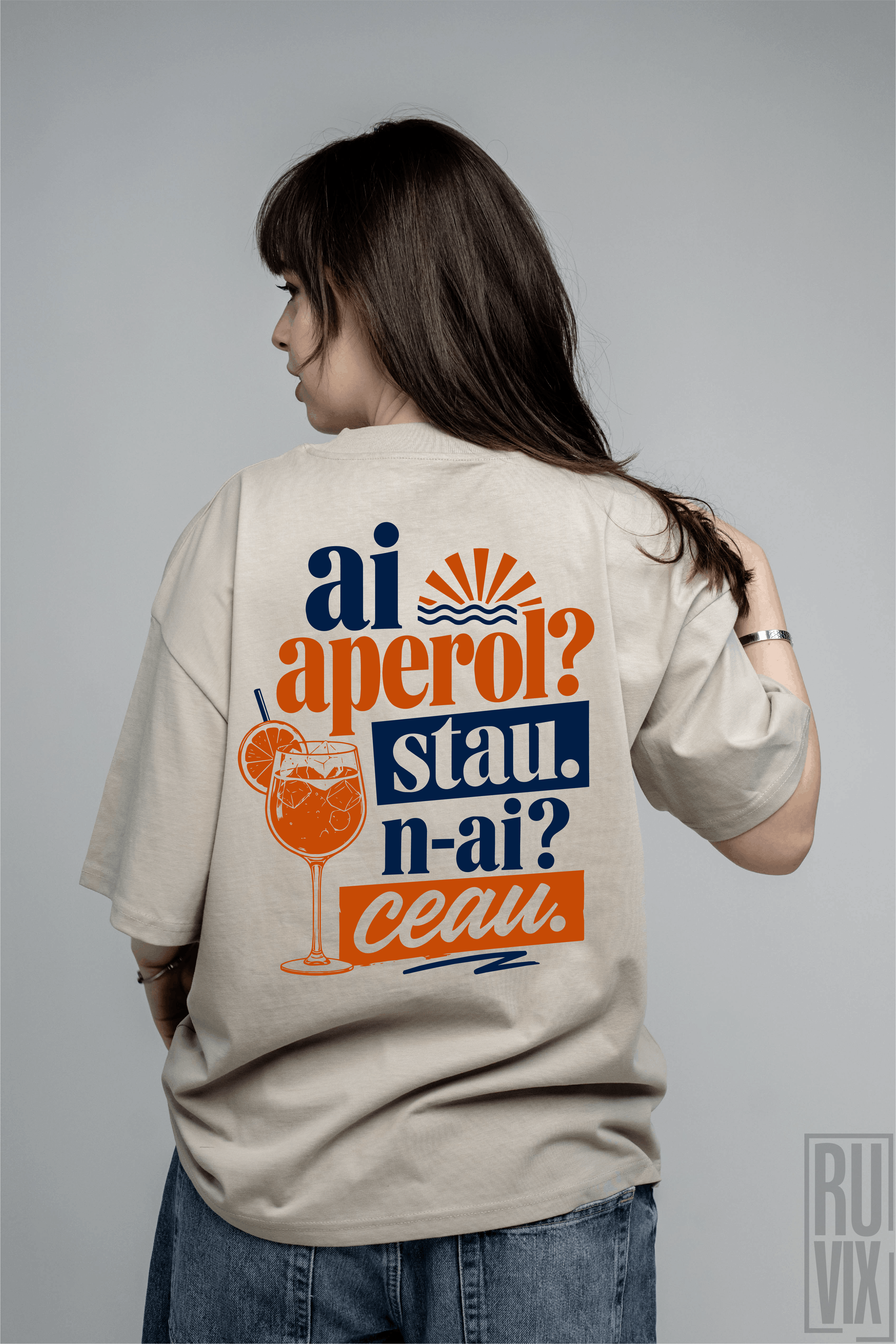 Tricou Ai Aperol? | Oversized Unisex din Bumbac Organic, 4, ruvix.ro