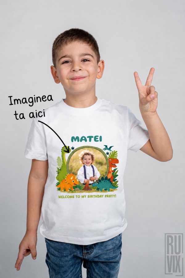 Tricou Aniversar Băieți | Template Dinozauri