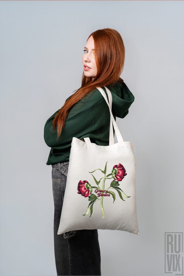 GENȚI, Geantă Light Tote Bag „Grow and Bloom” – 100% Bumbac Organic, ruvix.ro