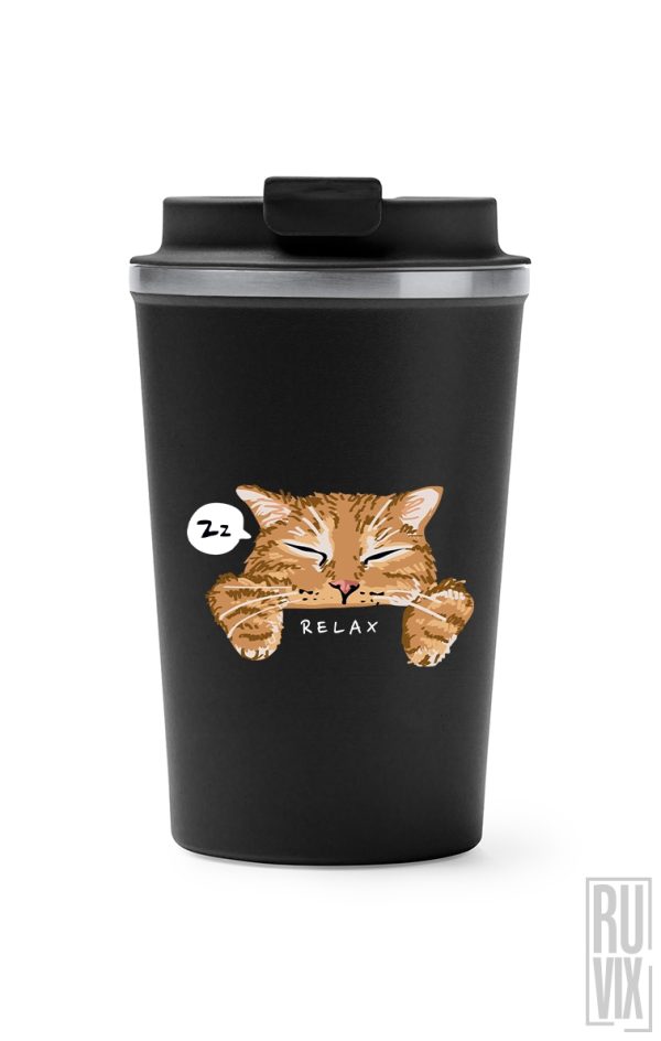 Relaxed Cat - Termos Cafea, 2, ruvix.ro