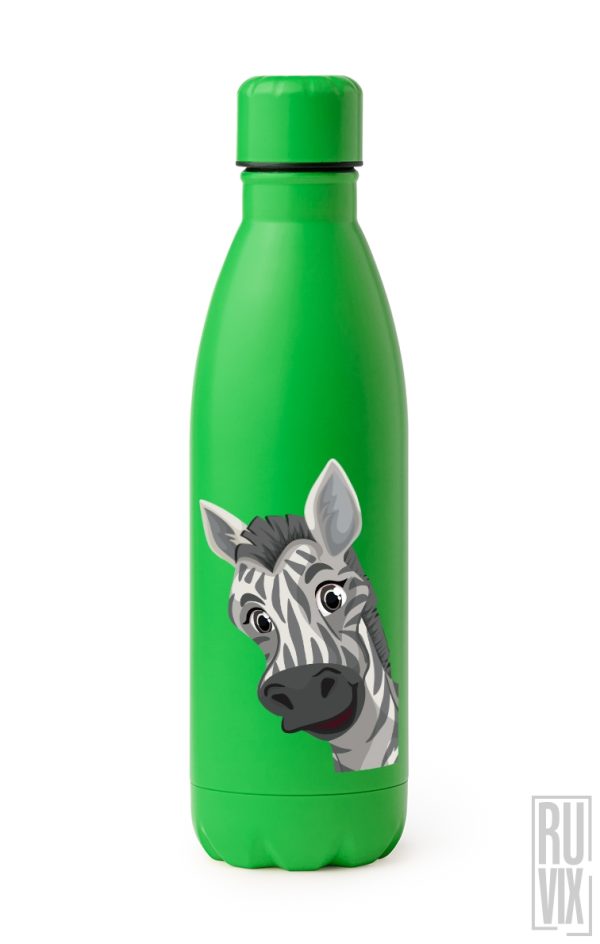 Sticlă Metalică Personalizată, Happy Zebra - Sticlă Metalică, ruvix.ro