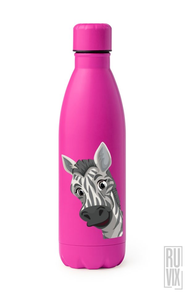 Sticlă Metalică Personalizată, Happy Zebra - Sticlă Metalică, ruvix.ro