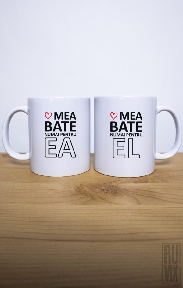 Căni pentru ea, Set 2 Căni Inima mea bate, ruvix.ro