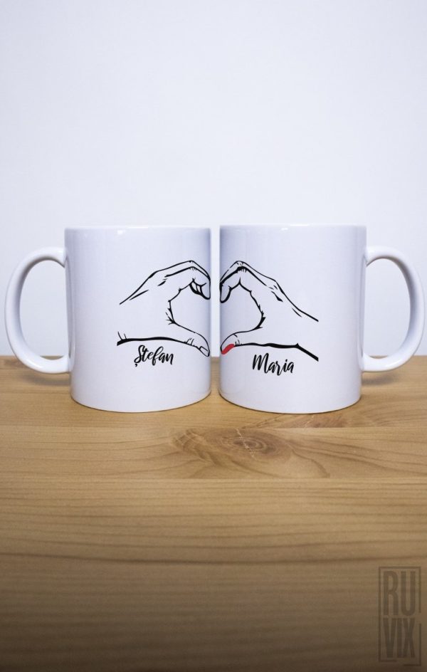 Căni pentru ea, Set 2 Căni Mâini Unite, ruvix.ro