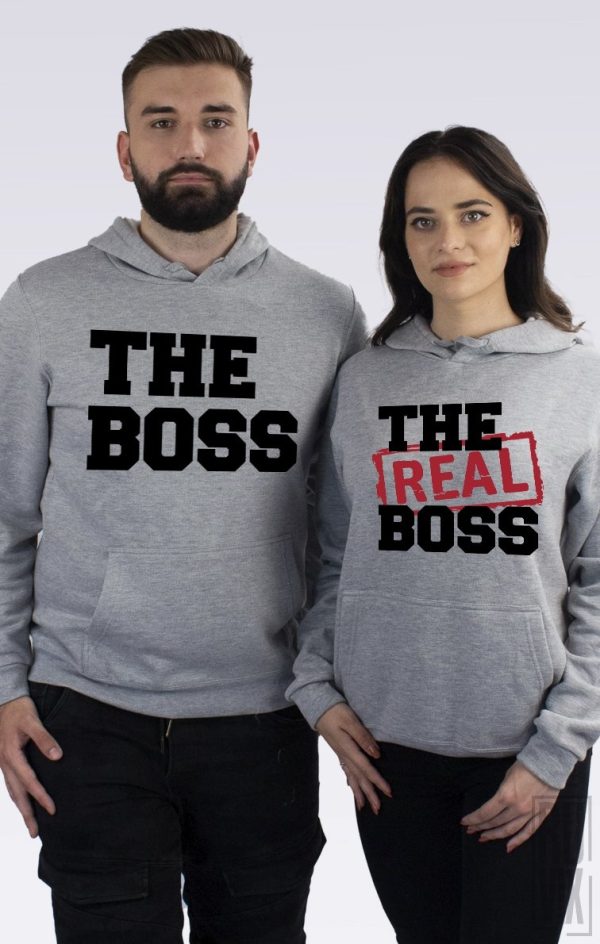 Cadouri de Valentine's Day, Set Hanorace de Cuplu The Boss &amp; The Real Boss, ruvix.ro